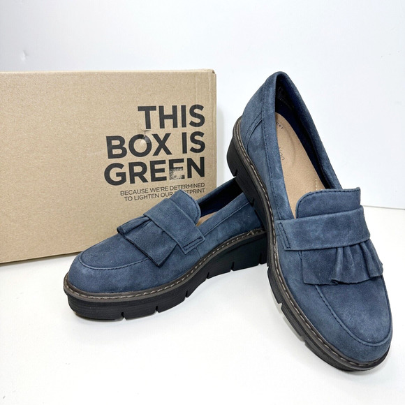 Clarks Shoes - Clarks Airabell Slip Women's Navy Suede Daim Blue Marine Loafers Shoes 5 M NWB